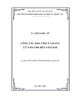 Công tác báo chí của Đảng từ năm 1996 đến năm 2010 : Luận văn ThS. Lịch sử: 60 22 56