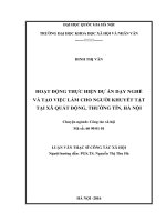 Hoạt động thực hiện dự án dạy nghề và tạo việc làm cho người khuyết tật tại Xã Quất Động, Thường Tín, Hà Nội