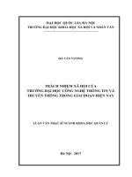 Trách nhiệm xã hội của Trường Đại học Công nghệ Thông tin và Truyền thông trong giai đoạn hiện nay: Luận văn ThS. Khoa học quản lý (Đào tạo thí điểm)