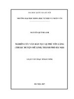 Nghiên cứu văn bản tục lệ phủ Yên Lãng (Thuộc huyện Mê Linh, thành phố Hà Nội) : Luận văn ThS. Ngôn ngữ và văn hoá Việt Nam: 602201
