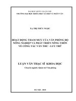 Hoạt động tham mưu của Văn phòng Bộ Nông nghiệp và Phát triển nông thôn về công tác văn thư - lưu trữ :  Luận văn ThS. Quản trị - Quản lý: 603404