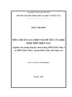 Tiêu chuẩn lựa chọn người yêu của học sinh THPT hiện nay (nghiên cứu trường hợp học sinh trường THPT diễn châu 4 và THPT diễn châu 1, huyện diễn châu, tỉnh nghệ an) 