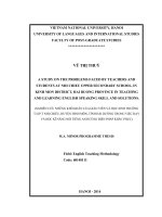 A STUDY ON THE PROBLEMS FACED BY TEACHERS AND STUDENTS AT NHI CHIEU UPPER SECONDARY SCHOOL IN KINH MON DISTRICT, HAI DUONG PROVINCE IN TEACHING AND LEARNING ENGLISH SPEAKING SKILLS AND SOLUTIONS