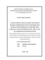 A study of difficulties in teaching and learning reading comprehension in the course book “New Headway (Pre-Intermediate) to the first year students at college of Broadcasting 1, Phu Ly city, Ha Nam province and some solutions