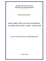 Hoàn thiện công tác đào tạo nhân sự tại tổng công ty bia   rượu   nước giải khát hà nội  luận văn ths  kinh doanh và quản lý 60 34 05 