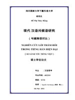 现代 汉语问候语研究 (与越南语对比） = Nghiên cứu lời thăm hỏi trong tiếng Hán hiện đại (so sánh với tiếng Việt). Luận văn ThS. Ngôn ngữ học: 60 22 10