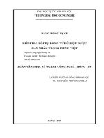 Kiểm tra lỗi tự động từ dữ liệu được gán nhãn trong tiếng Việt: Luận văn ThS. Công nghệ thông tin: 60 48 01 04