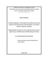 “Common errors in Vietnamese-English translation made by English translator trainees at Nui Phao Mining Company Limited”.