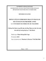 Difficultés en expression orale en français des étudiants de la première année à l’Université de Médecine de Thai Binh