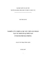 Nghiên cứu chiến lược xúc tiến sản phẩm tại các khách sạn bốn sao ở thành phố hải phòng 