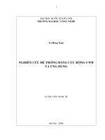 Nghiên cứu hệ thống băng cực rộng UWB và ứng dụng : Luận văn ThS. Kỹ thuật Điện tử -Viễn thông : 2.07.00