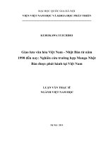 Giao lưu văn hóa Việt Nam - Nhật Bản từ năm 1990 đến nay: Nghiên cứu trường hợp Manga Nhật Bản được phát hành tại Việt Nam: Luận văn ThS. Khu vực học: 60 22 01 13