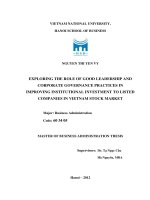 Exploring the role of good leadership and corporate governance practices in improving institutional investment to listed companies in vietnam stock market