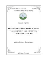 phân tích danh mục thuốc sử dụng tại bệnh viện y học cổ truyền trung ương năm 2018    