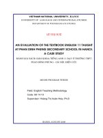 An evaluation of the textbook English 11 taught at Phan Dinh Phung Secondary school in Hanoi. A case study