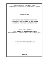 An investigation into structure and meaning of geological textbooks as a genre in english and vietnamese  