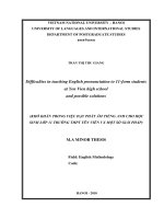 Dificulties in teaching English pronunciation to 11-form student at Yen Vien High school and possible solutions =