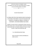 Factors affecting the participation in speaking activities of the first year non-english major students at Haiduong medical technical university and some possible solutions