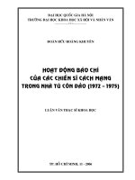 Hoạt động báo chí của các chiến sĩ cách mạng trong nhà tù côn đảo (1972 1975) 