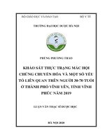 khảo sát thực trạng mắc hội chứng chuyển hóa và một số yếu tố liên quan trên người 30 70 tuổi ở thành phố vĩnh yên, tỉnh vĩnh phúc năm 2019      
