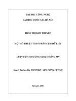 Một số thuật toán phân cụm dữ liệu : Luận văn ThS. Công nghệ thông tin : 1 01 10