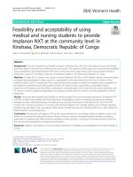 Feasibility and acceptability of using medical and nursing students to provide Implanon NXT at the community level in Kinshasa, Democratic Republic of Congo