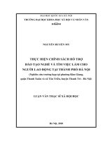 Thực hiện chính sách hỗ trợ đào tạo nghề và tìm việc làm cho người lao động tại thành phố hà nội (nghiên cứu trường hợp tại địa bàn phường kim giang quận thanh xuân  
