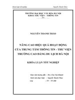 Khóa luận tốt nghiệp Nâng cao hiệu quả hoạt động của Trung tâm Thông tin  Thư viện  Trường Cao đẳng Du lịch Hà Nội