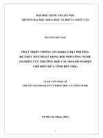 Phát triển thông tin khoa học và công nghệ địa phương để thúc đẩy hoạt động đổi mới công nghệ (nghiên cứu trường hợp các doanh nghiệp chế biến dừa tỉnh bến tre)  001 