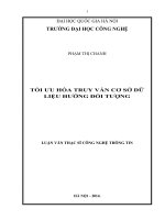 Tối ưu hóa truy vấn cơ sở dữ liệu hướng tới đối tượng : Luận văn ThS. Công nghệ thông tin: 60 48 01 04
