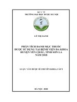 phân tích danh mục thuốc được sử dụng tại bệnh viện đa khoa huyện yên châu, tỉnh sơn la năm 2018 