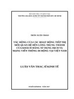 Tác động của hoạt động tiếp thị mối quan hệ đến  lòng trung thành của khách hàng  sử  dụng dịch vụ  mạng viễn thông di động  tại  việt nam 