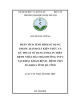 phân tích tình hình sử dụng thuốc, đánh giá kiến thức và kỹ thuật sử dụng insulin trên bệnh nhân đái tháo đƣờng typ 2 tại khoa khám bệnh   bệnh viện đa khoa tỉnh hà tĩnh 