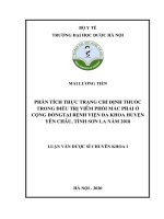 phân tích thực trạng chỉ định thuốc trong điều trị viêm phổi mắc phải ở cộng đồngtại bệnh viện đa khoa huyện yên châu, tỉnh sơn la năm 2018 