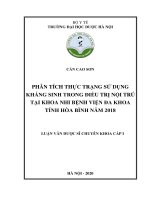 phân tích thực trạng sử dụng kháng sinh trong điều trị nội trú tại khoa nhi bệnh viện đa khoa tỉnh hòa bình năm 2018 
