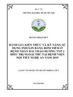 đánh giá kiến thức và kỹ năng sử dụng insulin bằng bơm tiêm ở bệnh nhân đái tháo đường typ 2 điều trị ngoại trú tại bệnh viện nội tiết nghệ an năm 2019 