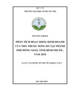 phân tích hoạt động kinh doanh của nhà thuốc song hà tại thành phố đồng xoài, tỉnh bình phước, năm 2018 