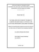 Factors affecting students'''' interest in learning speaking skills at Finance and Accounting Department, Hoa Binh University