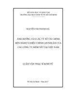 Ảnh hưởng của các tỷ số tài chính đến hành vi điều chỉnh lợi nhuận của các công ty niêm yết tại việt nam 