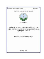 phân tích thực trạng giám sát trị liệu (tdm) của methotrexat liều cao tại bệnh viện k 