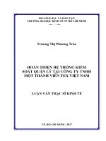 Hoàn thiện hệ thống kiểm soát quản lý tại công ty TNHH một thành viên tex việt nam 