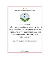 phân tích tình hình sử dụng thuốc và tuân thủ điều trị trên bệnh nhân đái tháo đường typ 2 điều trị ngoại trú tại bệnh viện nội tiết tỉnh lào cai năm 2018   2019 