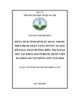phân tích tình hình sử dụng thuốc trên bệnh nhân tăng huyết áp mắc kèm đái tháo đường điều trị ngoại trú tại khoa khám bệnh, bệnh viện đa khoa huyện đông sơn năm 2018 
