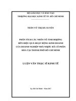 Phân tích các nhân tố ảnh hưởng đến hiệu quả hoạt động của các doanh nghiệp nhà nước đã cổ phần hóa tại tp  hồ chí minh 