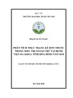phân tích thực trạng kê đơn thuốc trong điều trị ngoại trú tại bệnh viện đa khoa tỉnh hòa bình năm 2018 