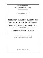 Nghiên cứu các yếu tố tác động đến lòng trung thành của khách hàng với dịch vụ mua lẻ trực tuyến trên website tại thành phố hồ chí  minh 