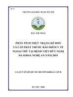 phân tích thực trạng kê đơn và cấp phát thuốc bảo hiểm y tế ngoại trú tại bệnh viện hữu nghị đa khoa nghệ an năm 2019 