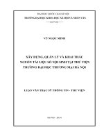 Xây dựng, quản lý và khai thác nguồn tài liệu số nội sinh tại thư viện Trường Đại học Thương mại Hà Nội