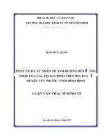 Phân tích các nhân tố ảnh hưởng đến thu nhập của các hộ gia đình trên địa bàn huyện tuy phước, tỉnh bình định 