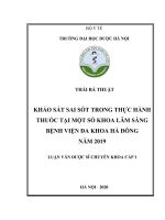 khảo sát sai sót trong thực hành thuốc tại một số khoa lâm sàng bệnh viện đa khoa hà đông năm 2019 
